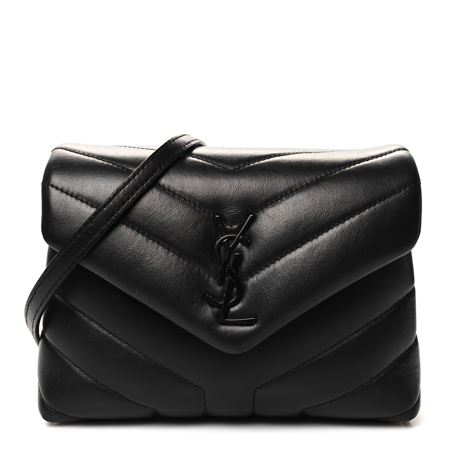 Saint Laurent Calfskin Y Quilted Monogram Monochrome Toy Loulou Crossbody Bag Black 1 of 12