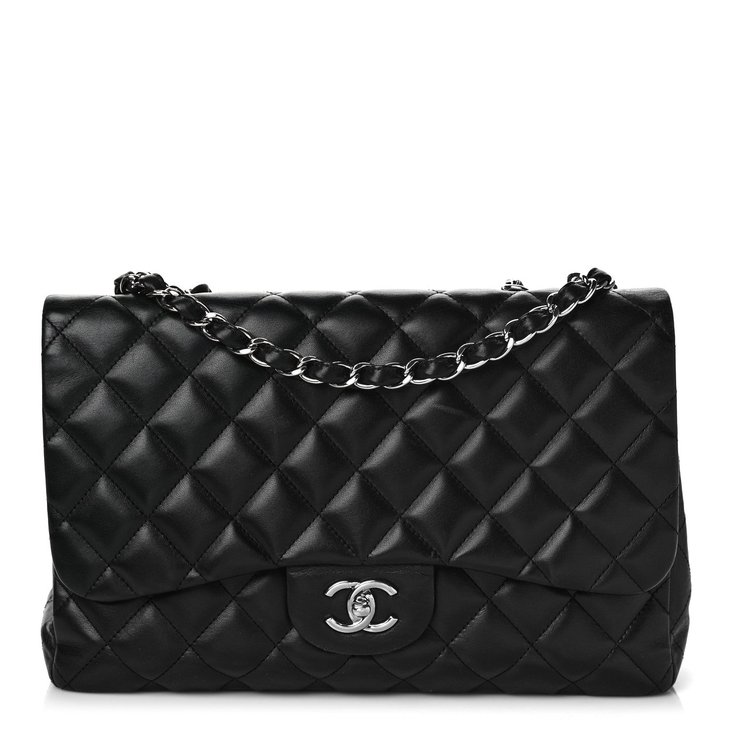 Chanel Lambskin Quilted Jumbo Single Flap Black 1 of 8