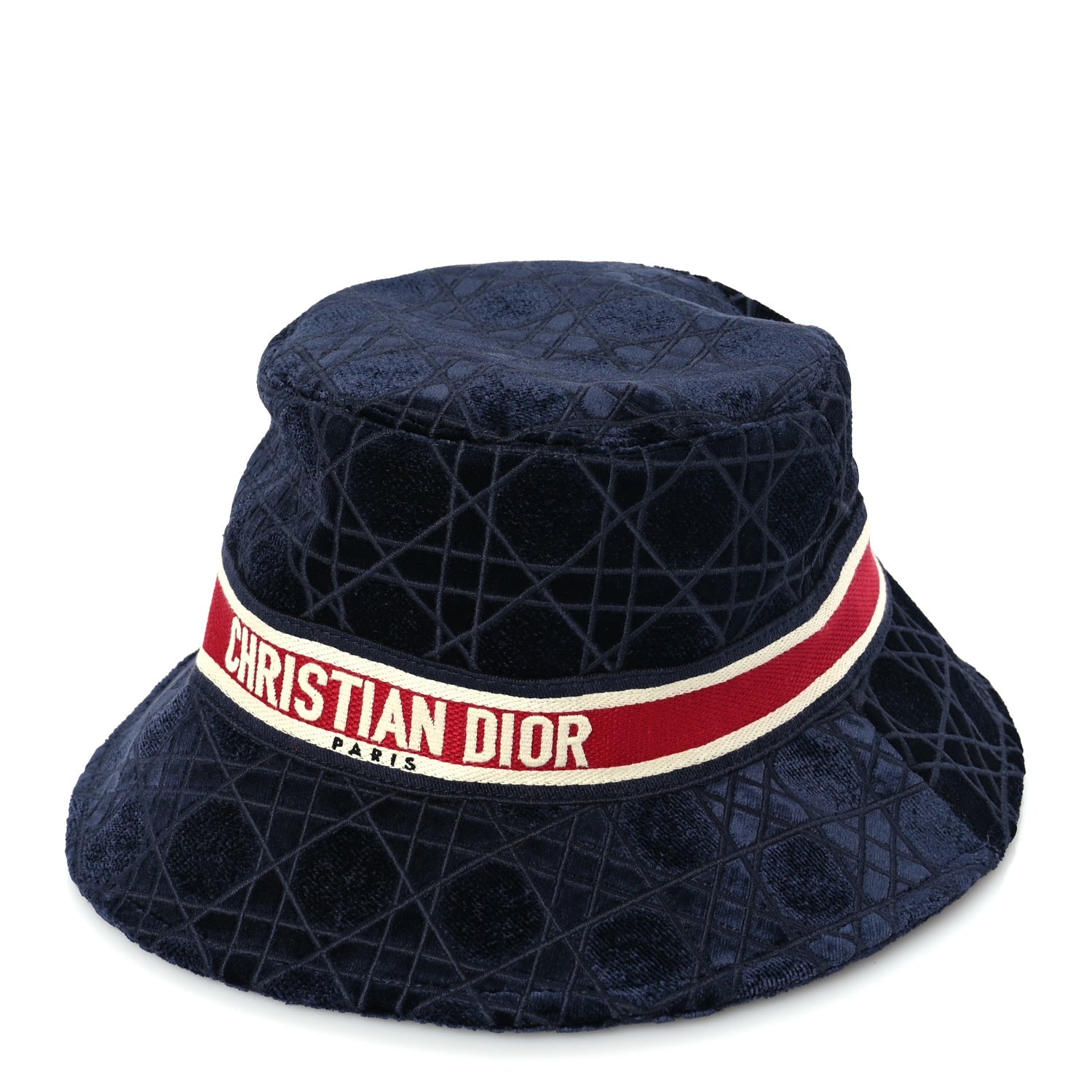 Christian Dior Velvet Cannage Bob Bucket Hat 57 Blue 1 of 8