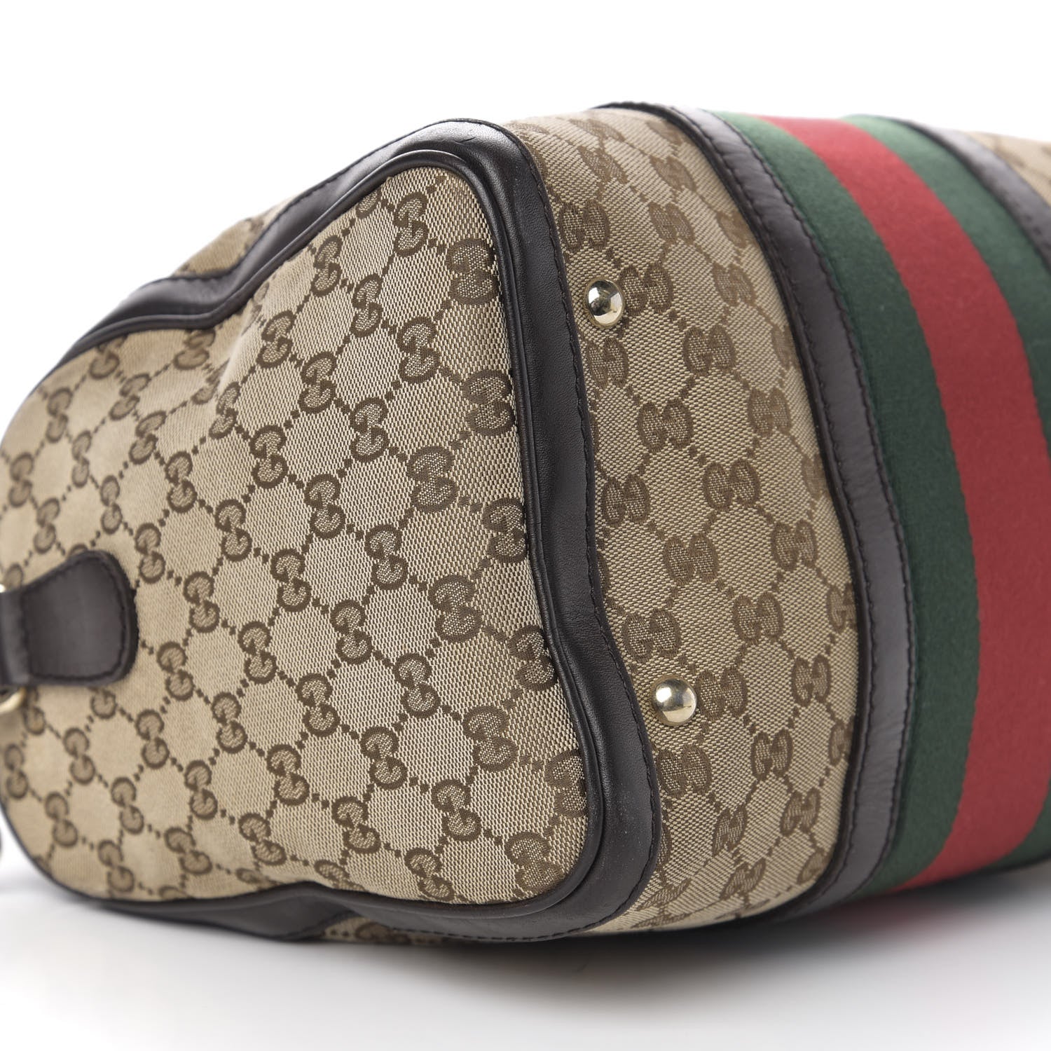 Gucci Monogram Vintage Web Medium Boston Dark Brown 16 of 19