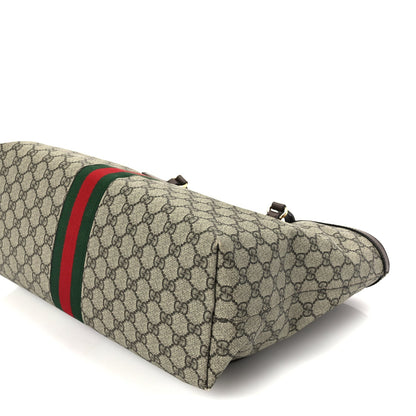 Gucci GG Supreme Monogram Textured Calfskin Web Medium Ophidia Shopping Tote  Beige Ebony New Acero 9 of 9