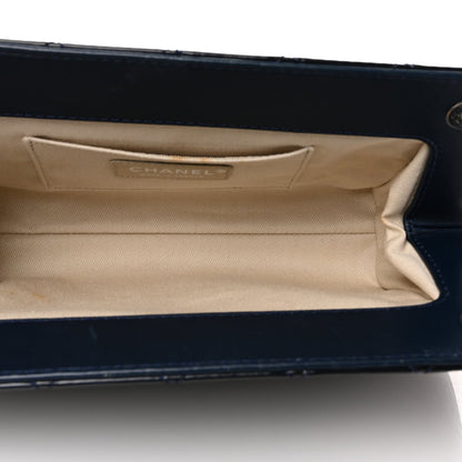 Chanel Patent CC Quilted Timeless Clutch Navy 5 of 7