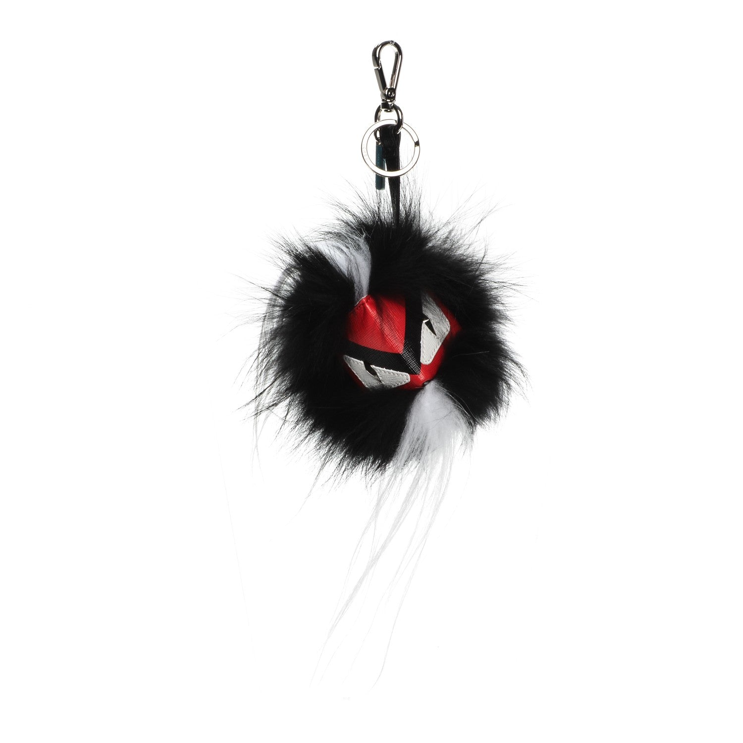 Fendi Vitello Elite Fox Goat Fur Igor Monster Bag Bug Cube Charm Rosso Black White 1 of 4