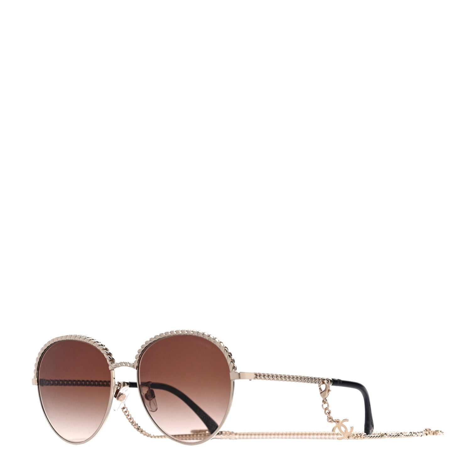 Chanel Chain Pantos Sunglasses 4242 Gold Brown 1 of 8