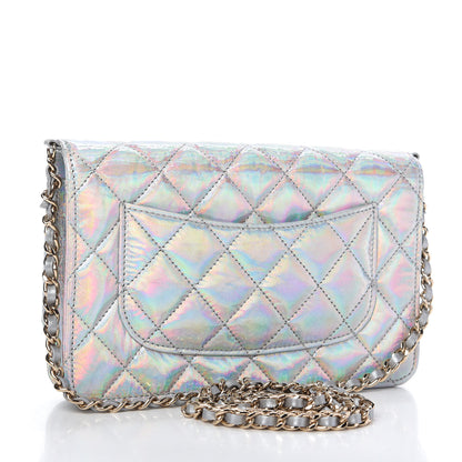 Chanel Iridescent Goatskin Quilted Wallet On Chain WOC Silver 3 of 11