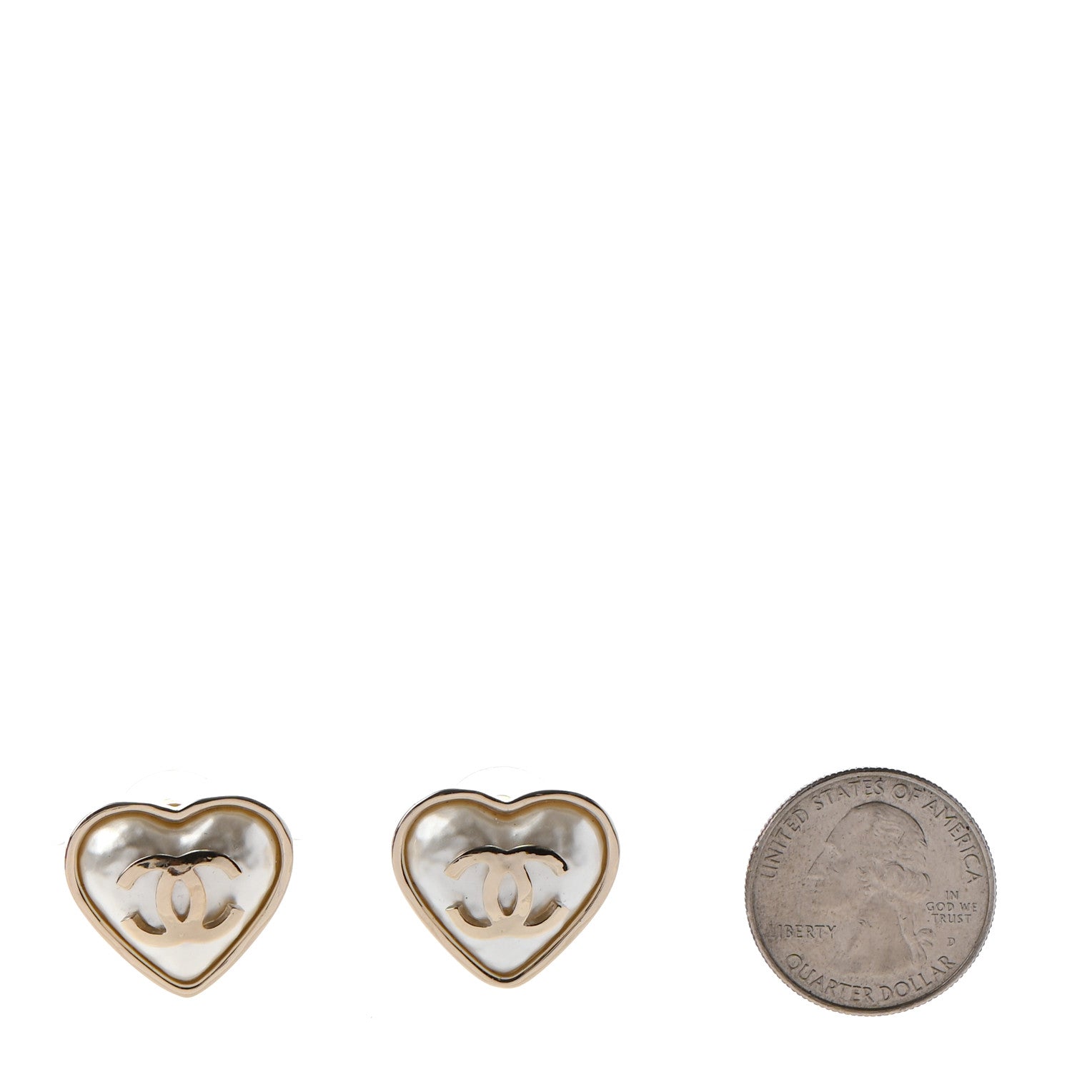 Chanel Pearl CC Heart Earrings Gold 2 of 4