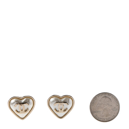 Chanel Pearl CC Heart Earrings Gold 2 of 4