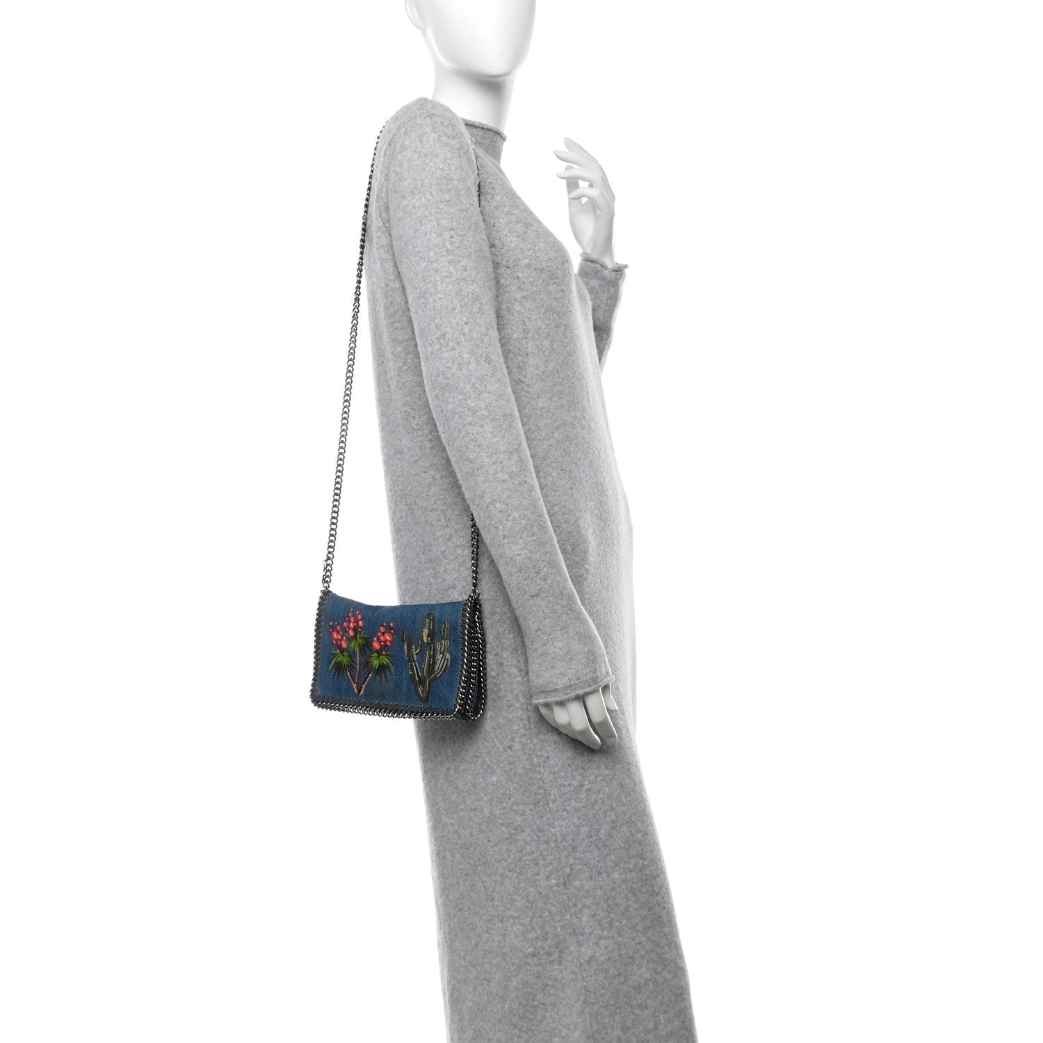 Stella McCartney Eco Denim Embroidered Falabella Crossbody Cerulean 2 of 7
