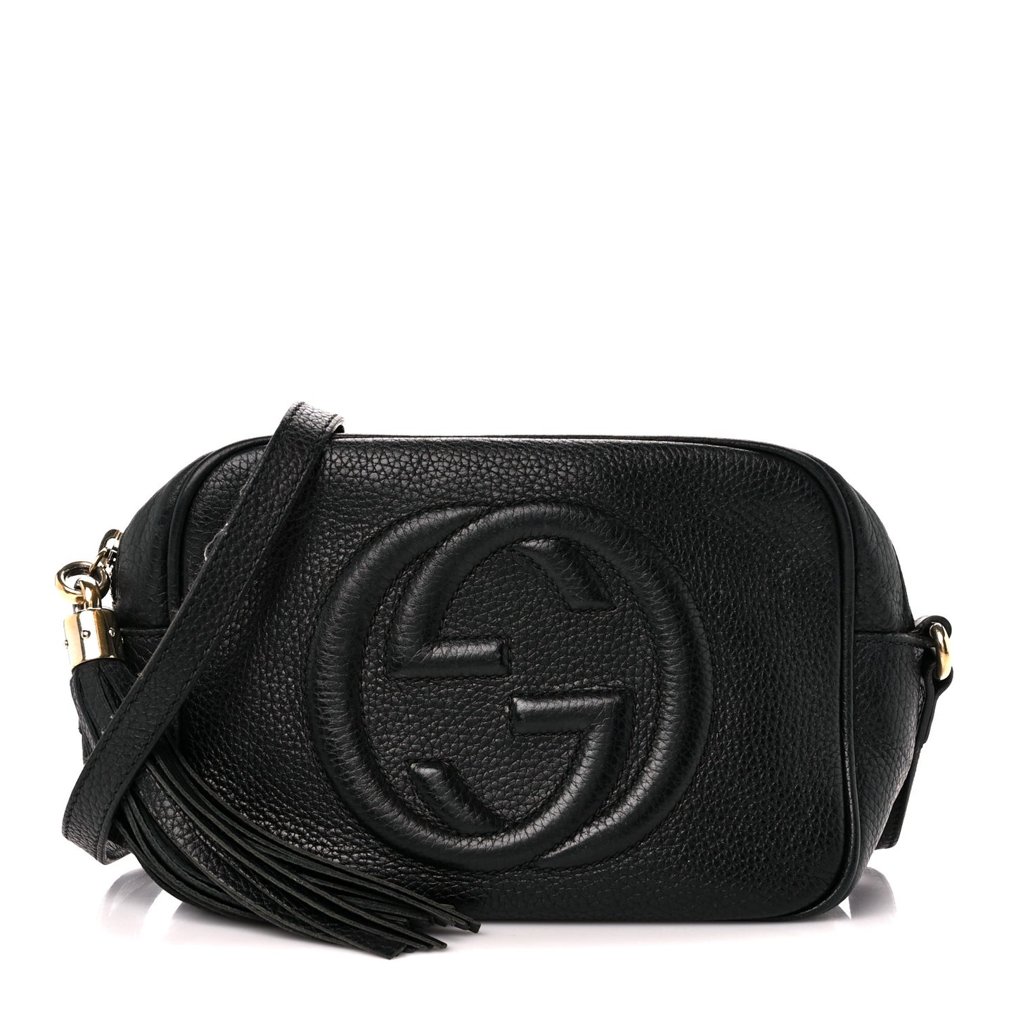Pebbled Calfskin Small Soho Disco Bag Black