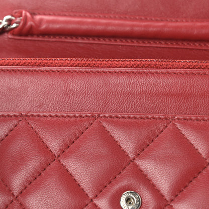 Chanel Lambskin Quilted Wallet On Chain WOC Red 12 of 14