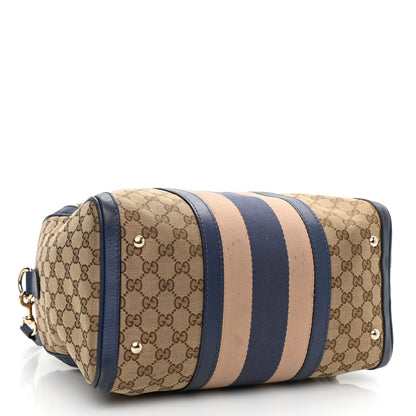 Gucci Monogram Vintage Web Medium Boston Blue 3 of 16