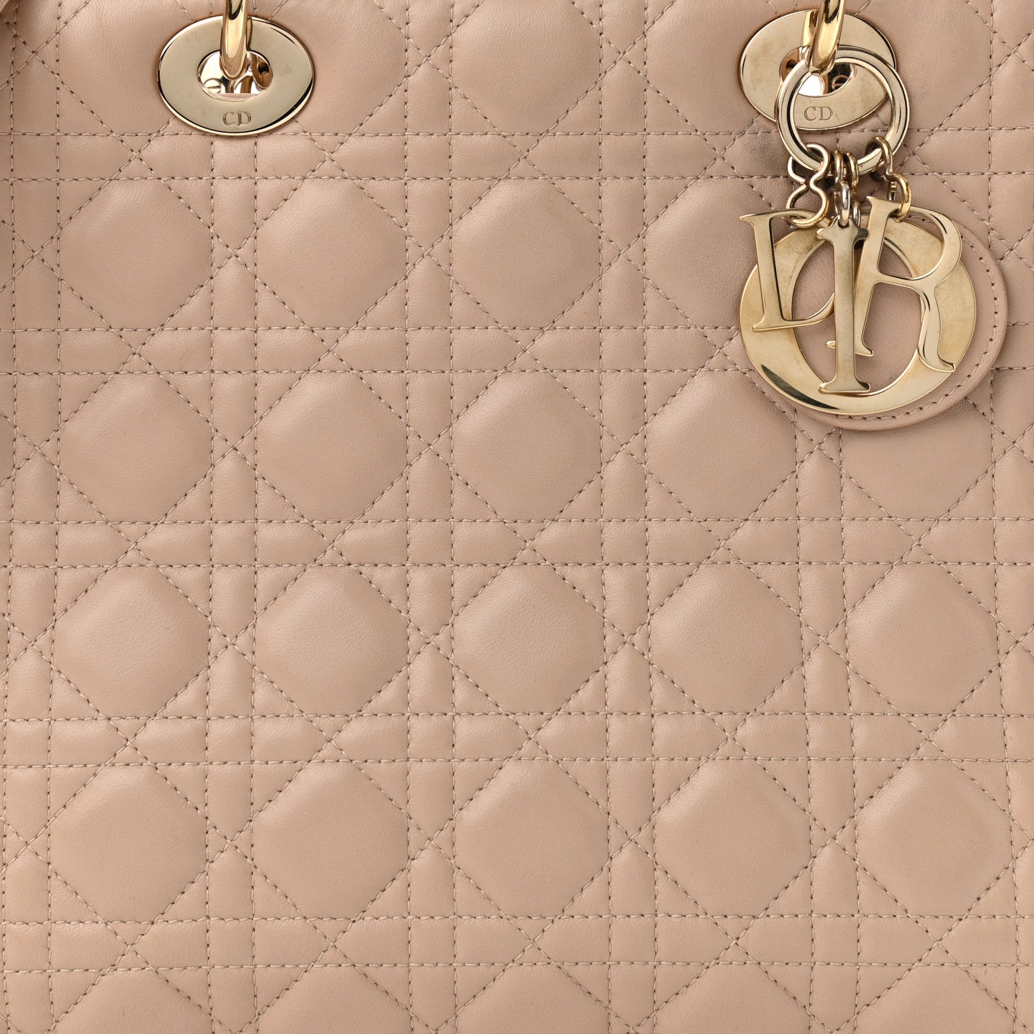 Christian Dior Lambskin Cannage Large Lady Dior Beige 8 of 15