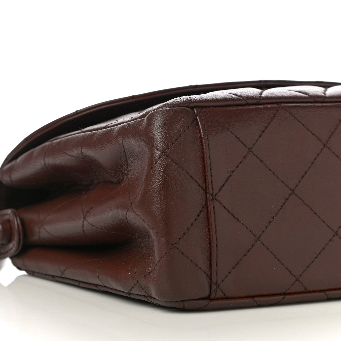 Lambskin Quilted Small Single Flap Brown