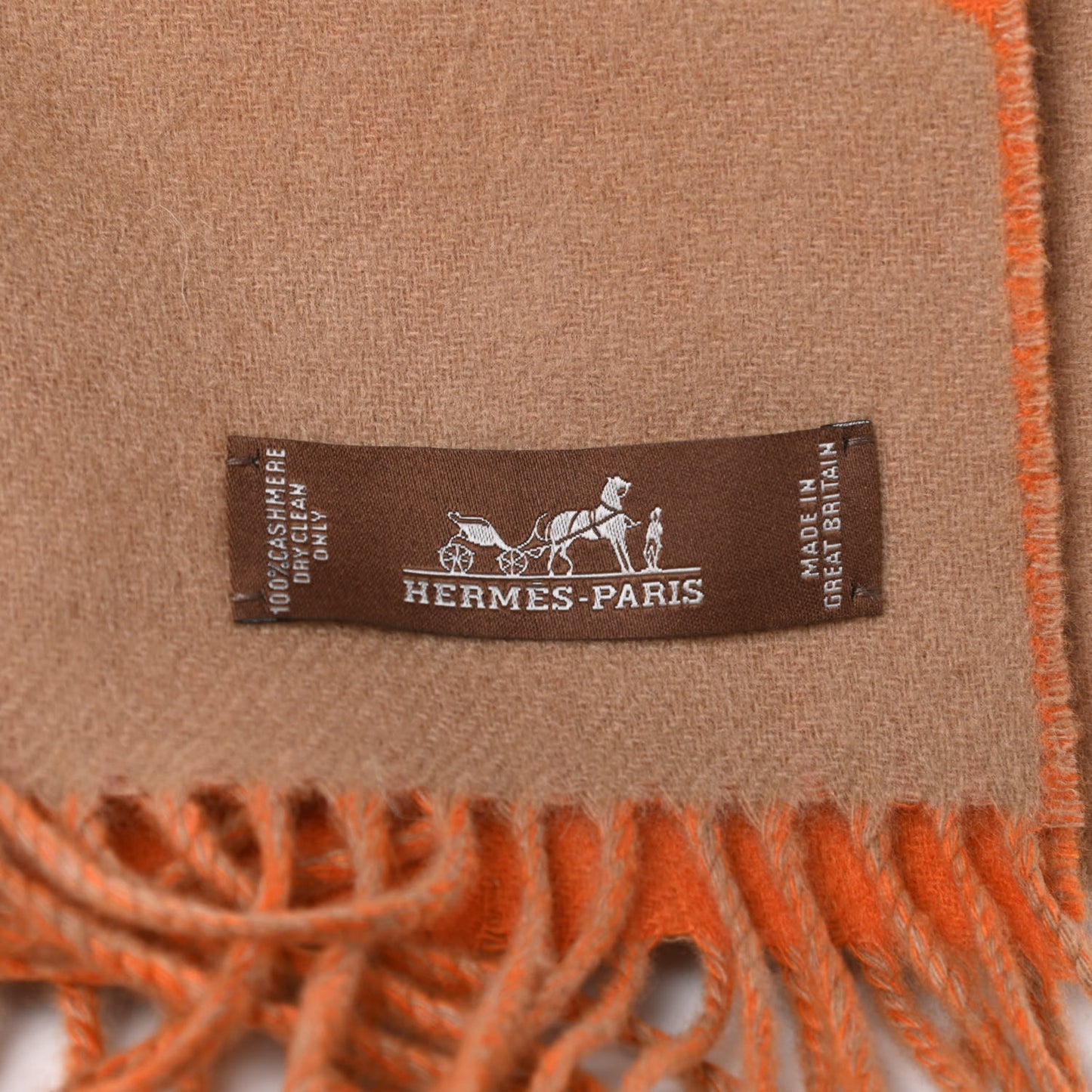 Cashmere Casaque Chevron Muffler Camel Mandarine