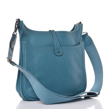 Hermes Taurillon Clemence Evelyne III PM Blue Jean 3 of 13