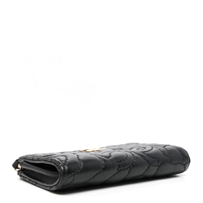 Chanel Lambskin Camellia Embossed Key Holder Case Black 4 of 8