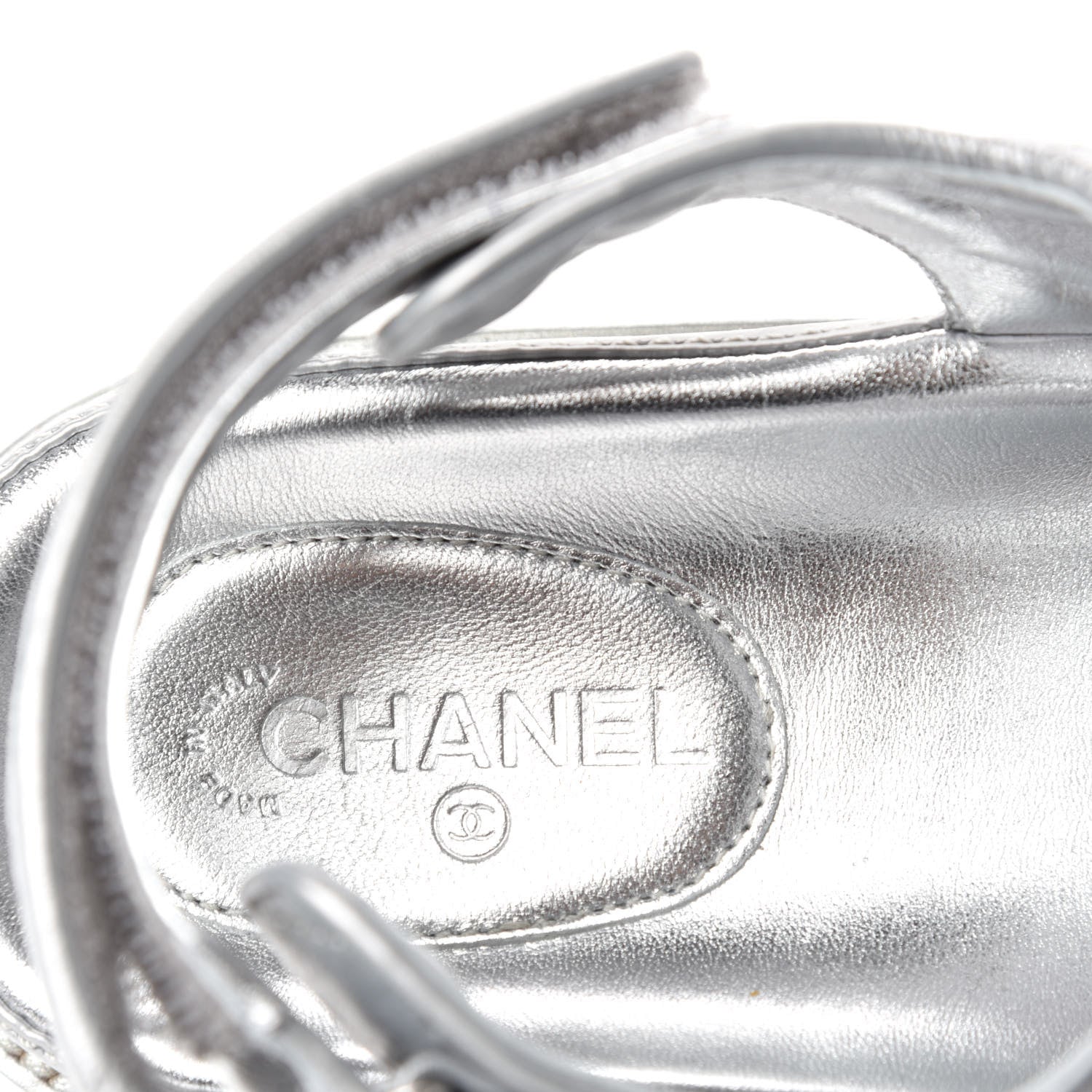 Chanel Iridescent Lambskin Velcro Dad Sandals 38.5 Silver 7 of 9