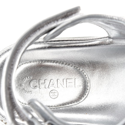 Chanel Iridescent Lambskin Velcro Dad Sandals 38.5 Silver 7 of 9
