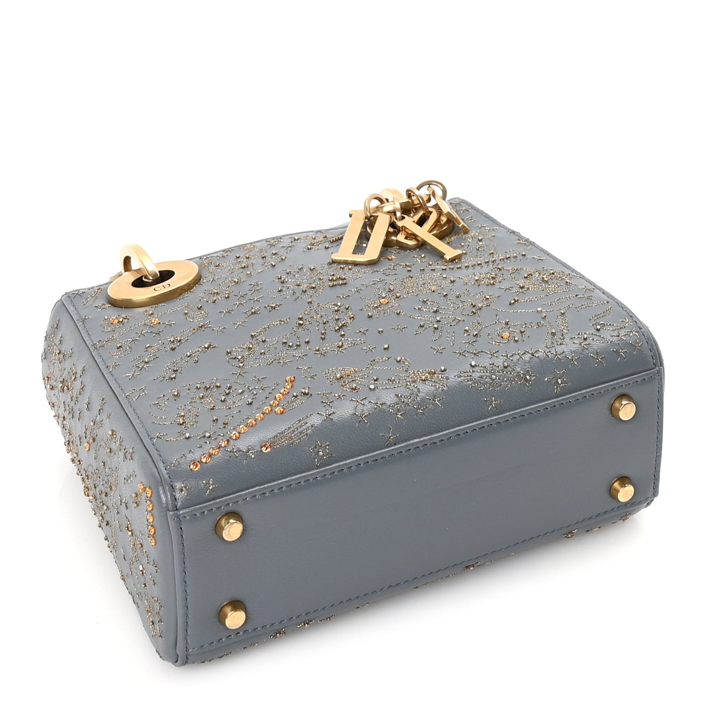 Lambskin Beaded Embroidered Mini Astrology Lady Dior  Blue Multicolor