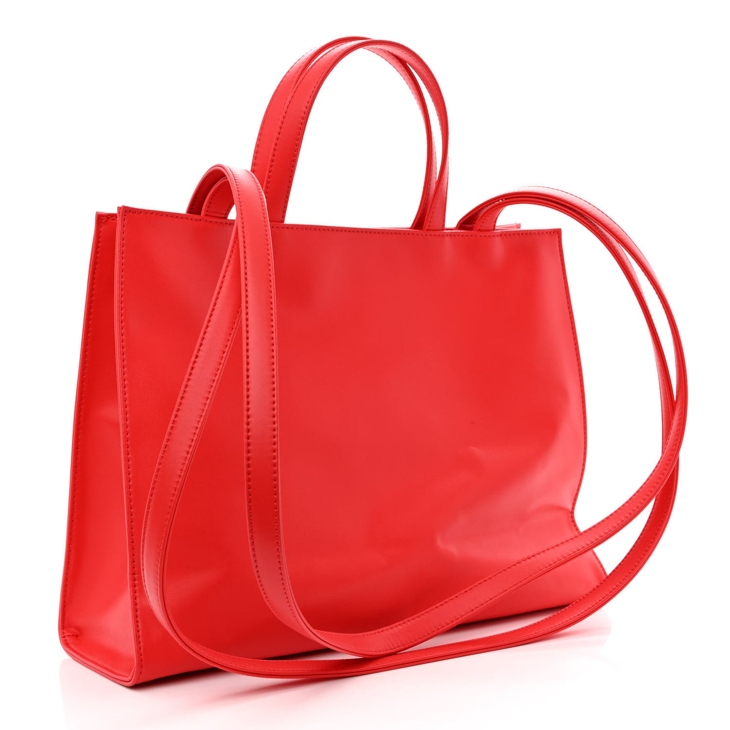 Vegan Leather Medium Shopping Bag Red
