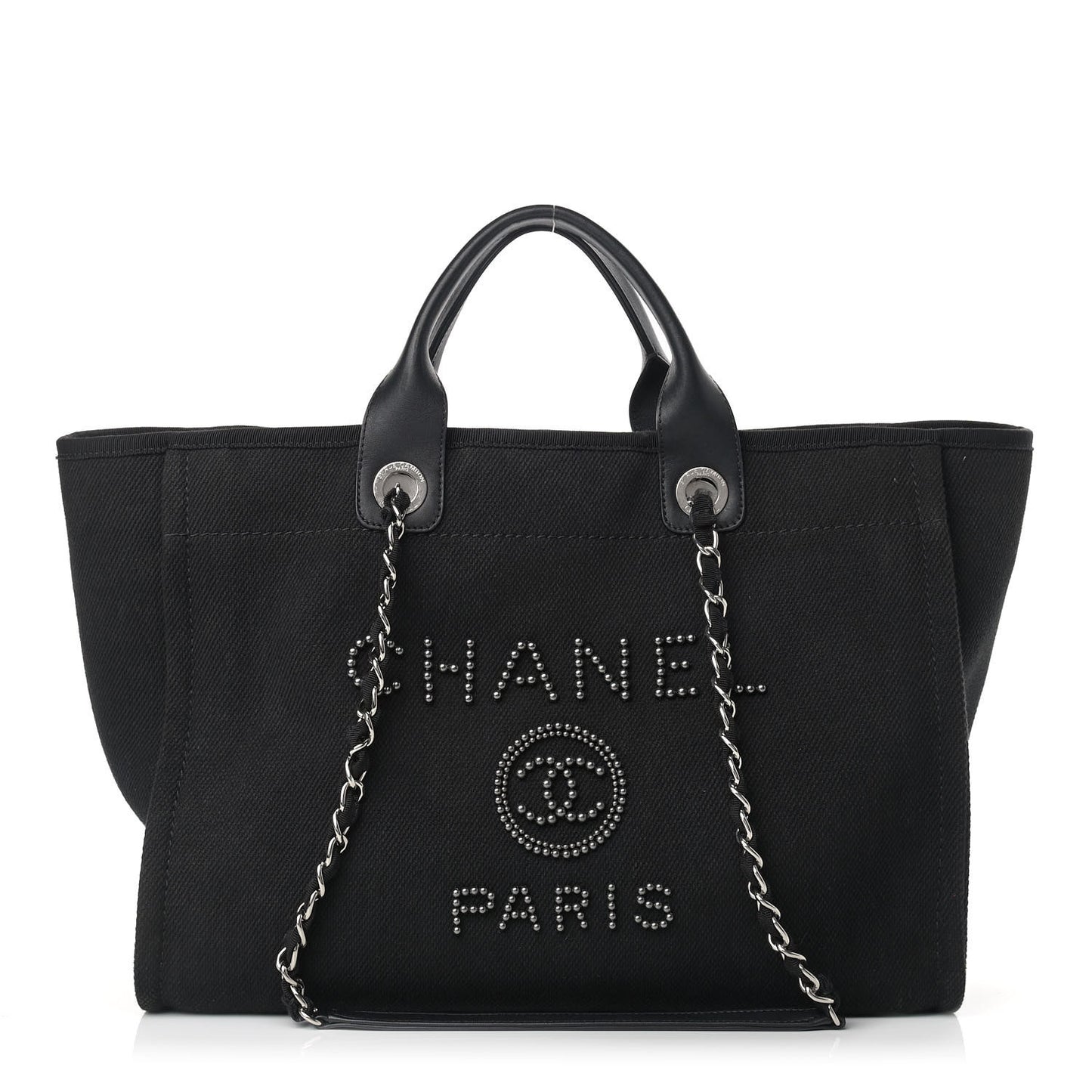 Canvas Pearl Medium Deauville Tote Black