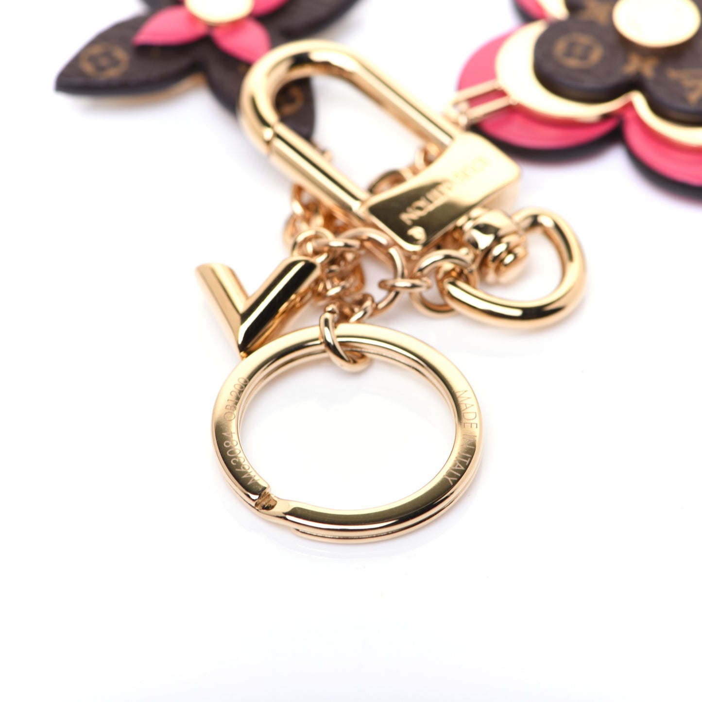 Monogram Blooming Flowers Bag Charm Key Holder Brown