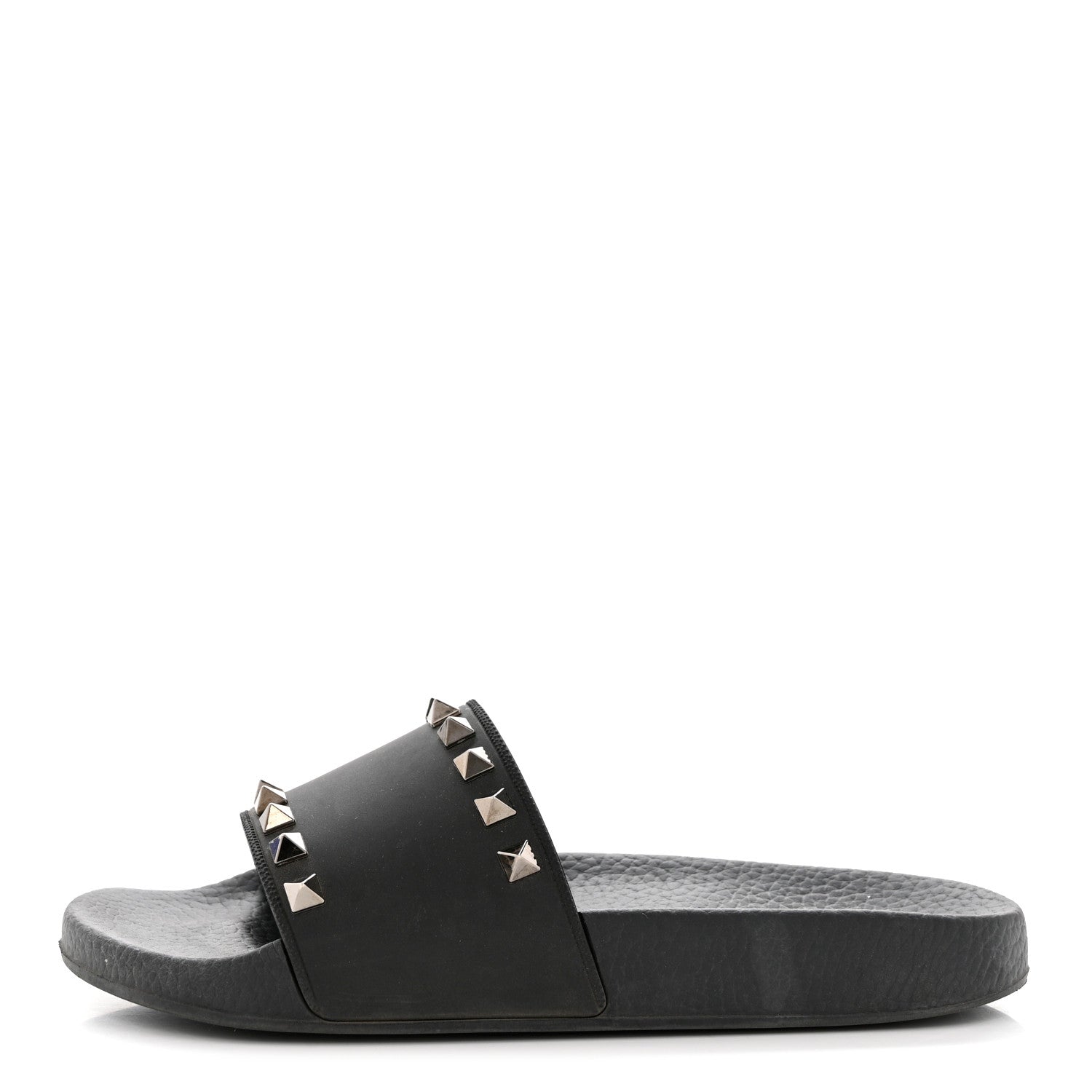 Valentino Garavani Rubber Rockstud Slide Sandals 36 Black 1 of 8
