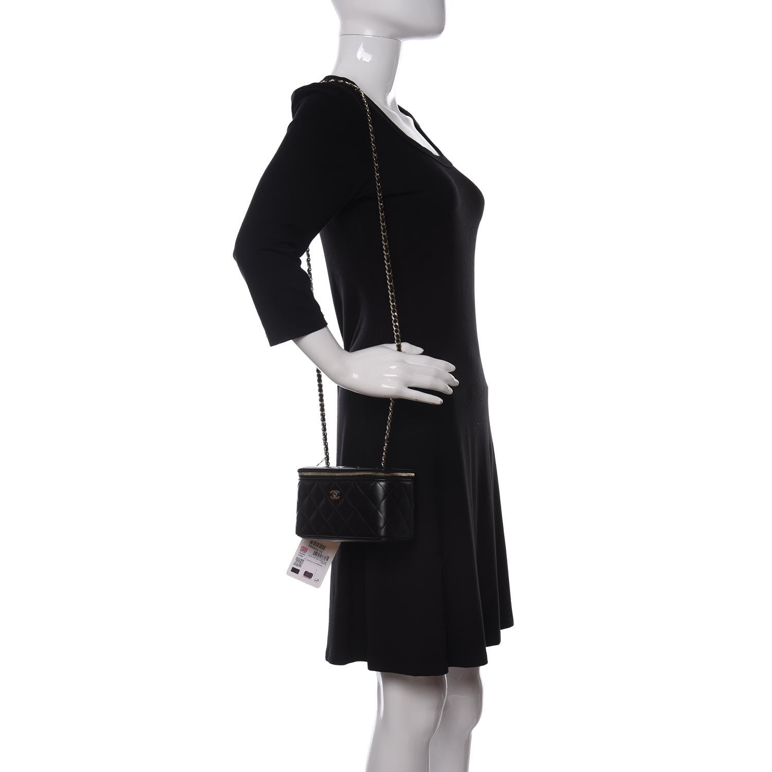 Chanel Lambskin Quilted Small Vanity Case With Chain Black 2 of 11