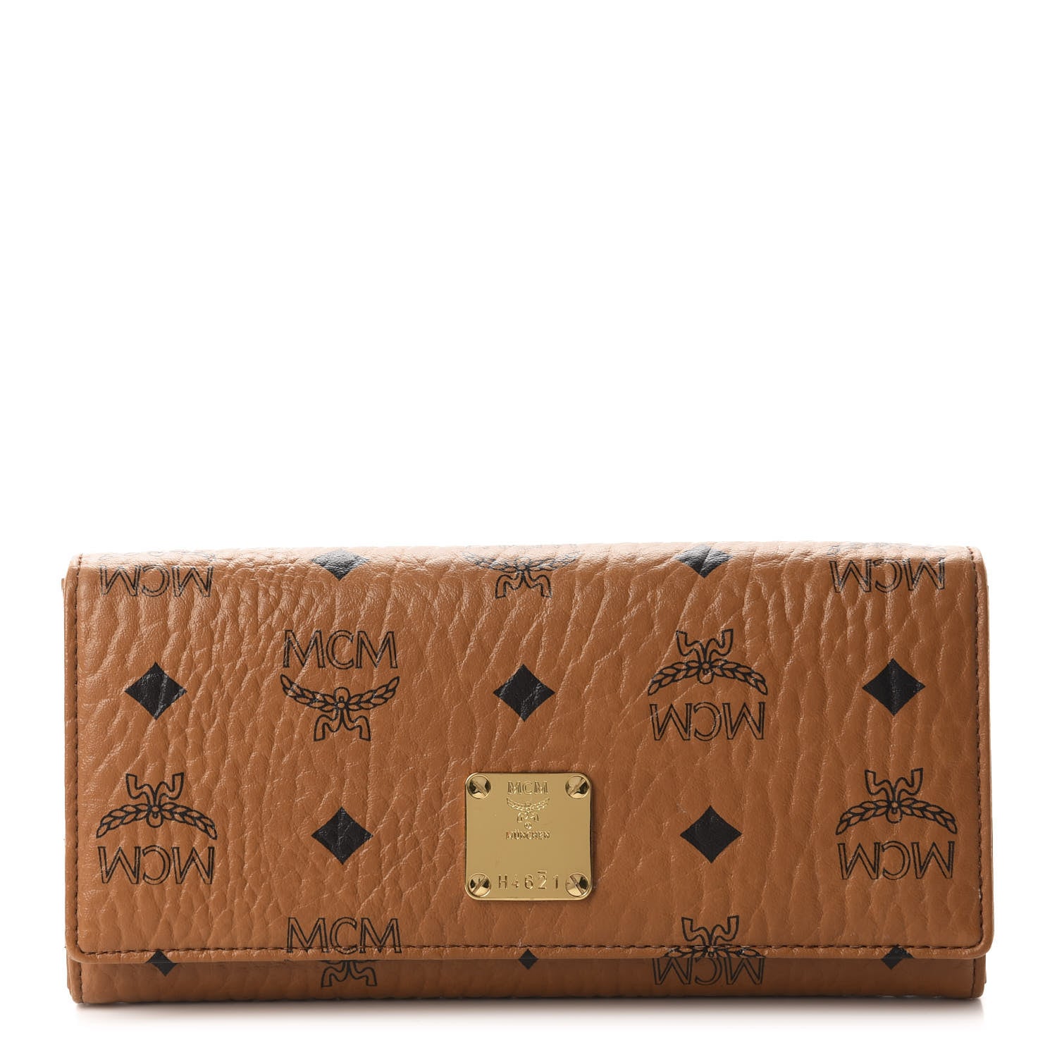 MCM Visetos Heritage Large Trifold Flap Wallet Cognac 1 of 7