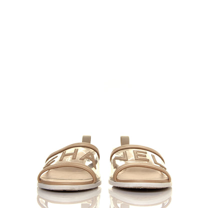 Chanel PVC Lambskin Logo Mules 41 Beige 2 of 8