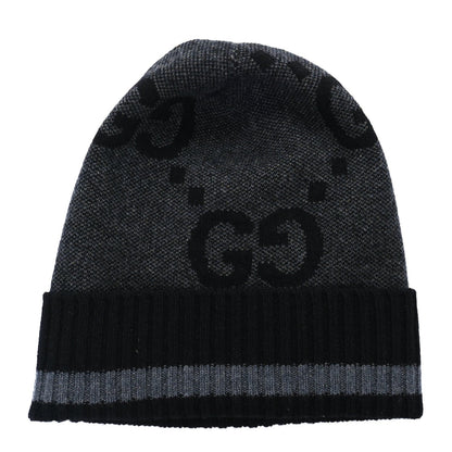 Gucci Cashmere GG Monogram Beanie Hat M Grey Black 1 of 4