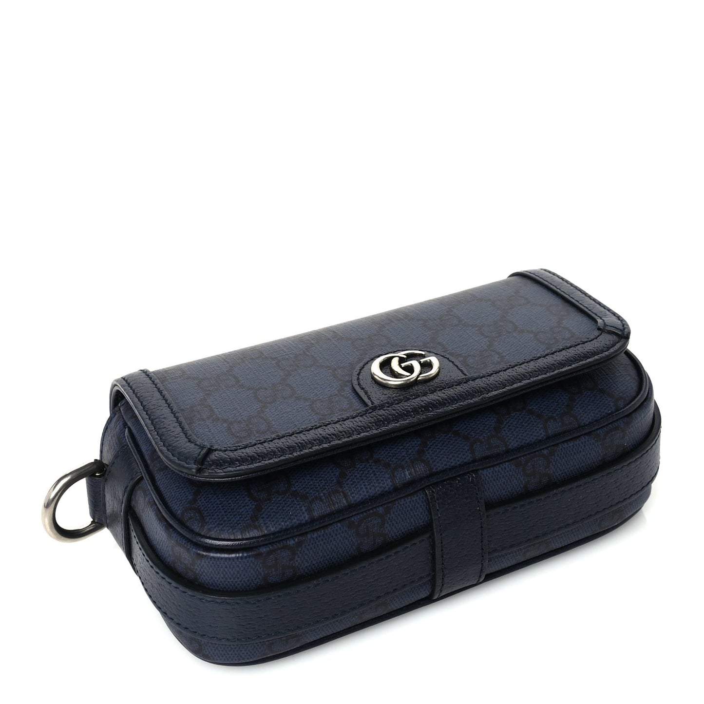 GG Supreme Monogram Web Mini Ophidia Flap Shoulder Bag  Navy