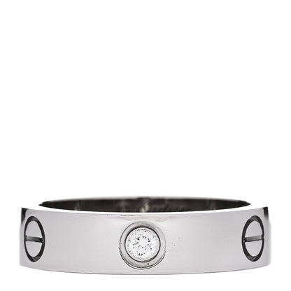 Cartier 18K White Gold 3 Diamond 5.5mm LOVE Ring 61 9.5 1 of 4