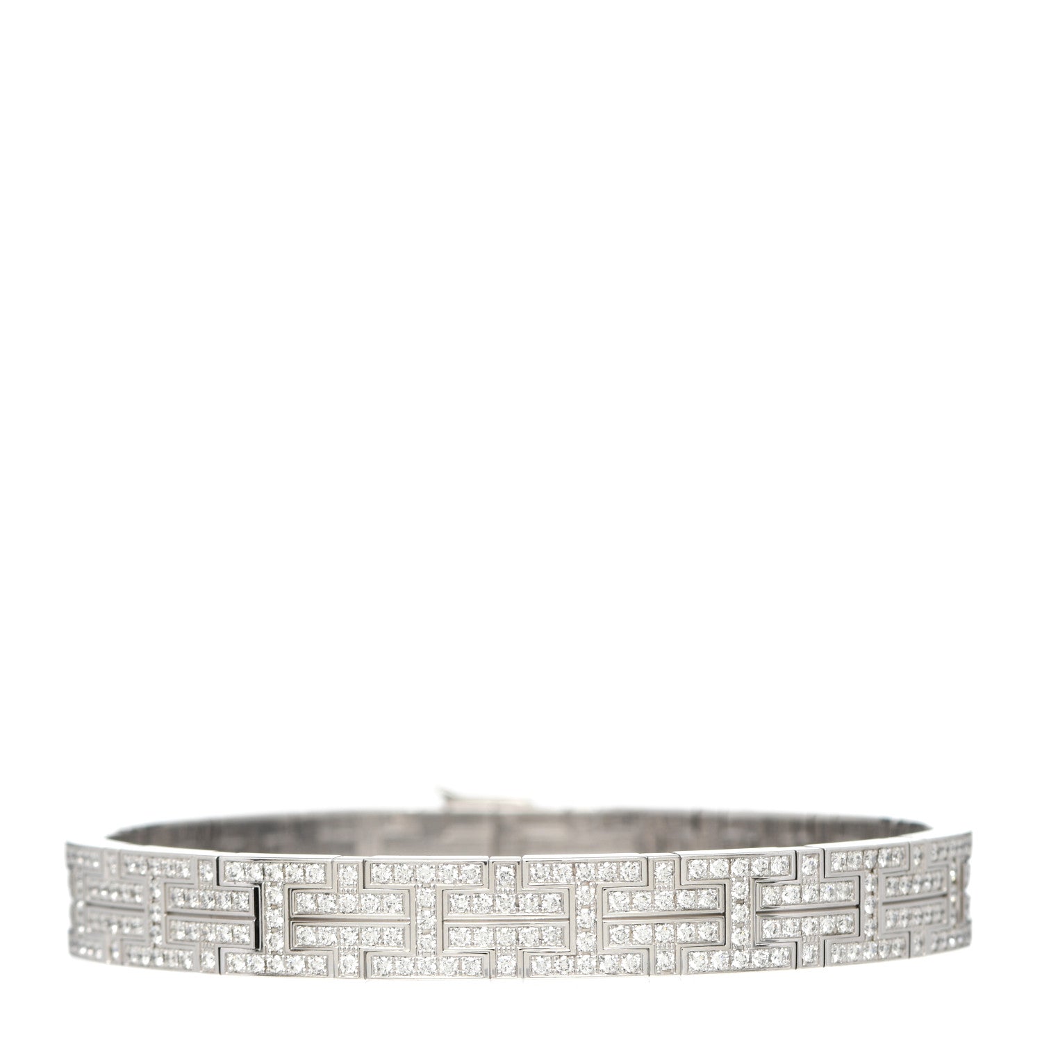 Hermes 18K White Gold Diamond Kilim Bracelet SH 1 of 6