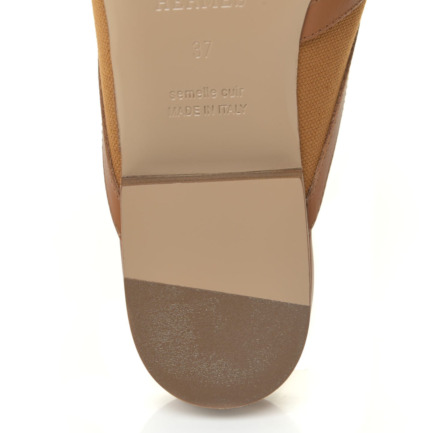 Cotton Canvas Calfskin Oz Mules 37 Naturel Beige Dore