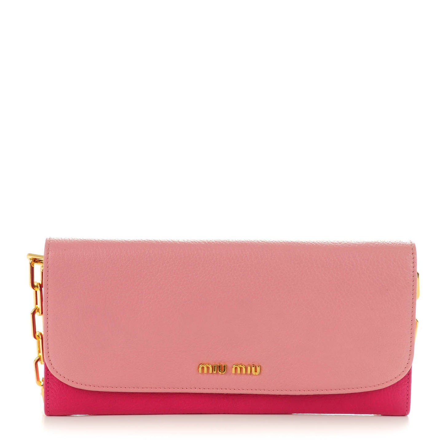Goatskin Madras Bi-Color Wallet On Chain Rosa Peonia