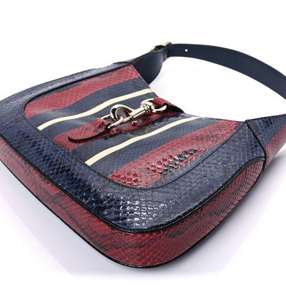 Gucci Snakeskin Web Small Jackie 1961 Hobo Blue 7 of 8