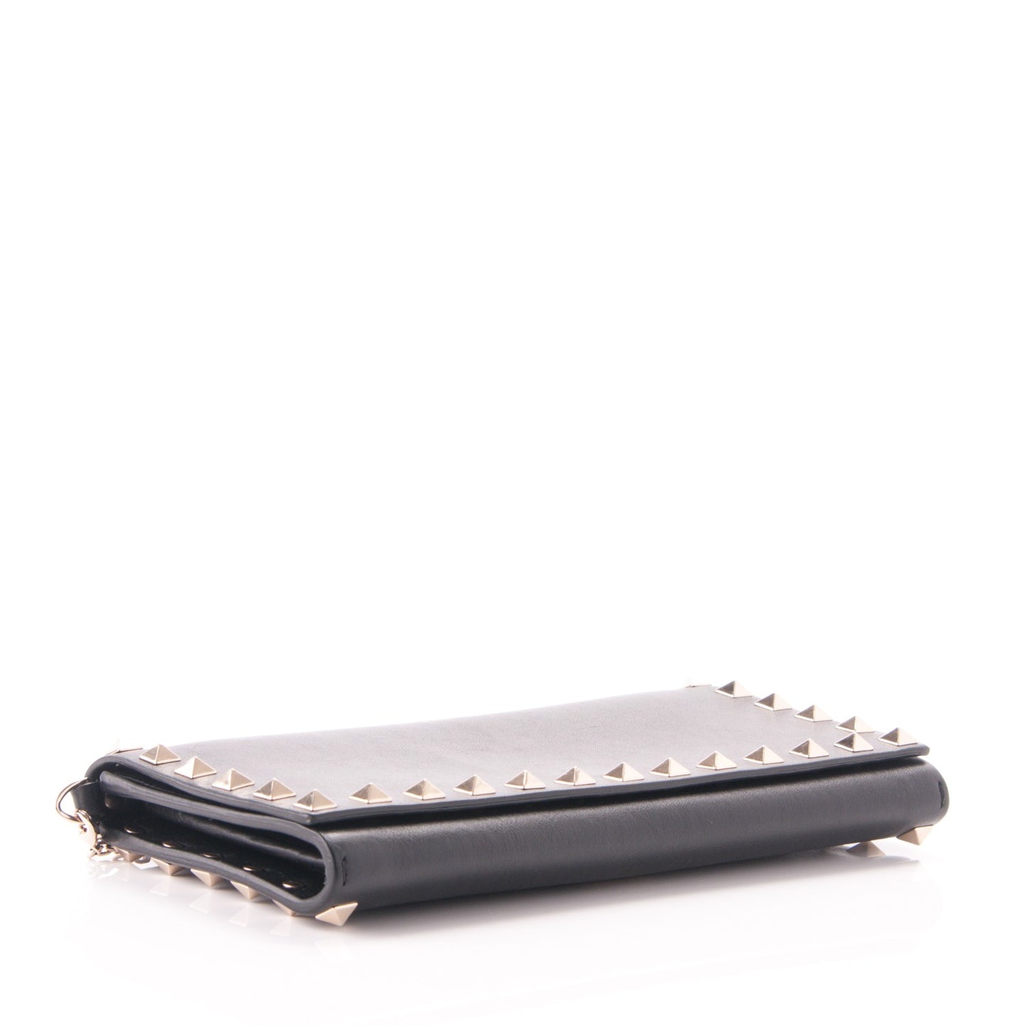 Vitello Rockstud Flap Wallet on Chain Black
