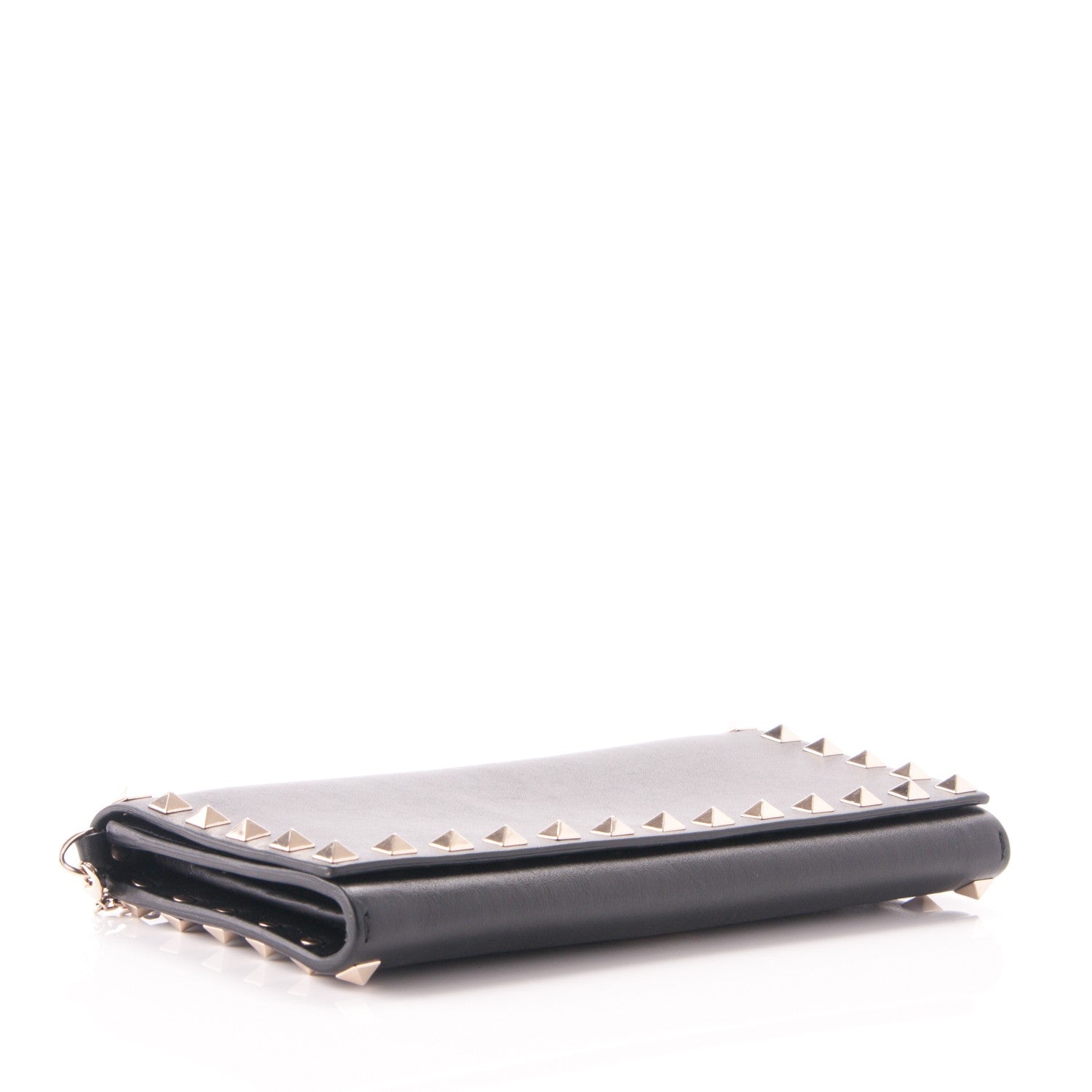 Valentino Garavani Vitello Rockstud Flap Wallet on Chain Black 4 of 7