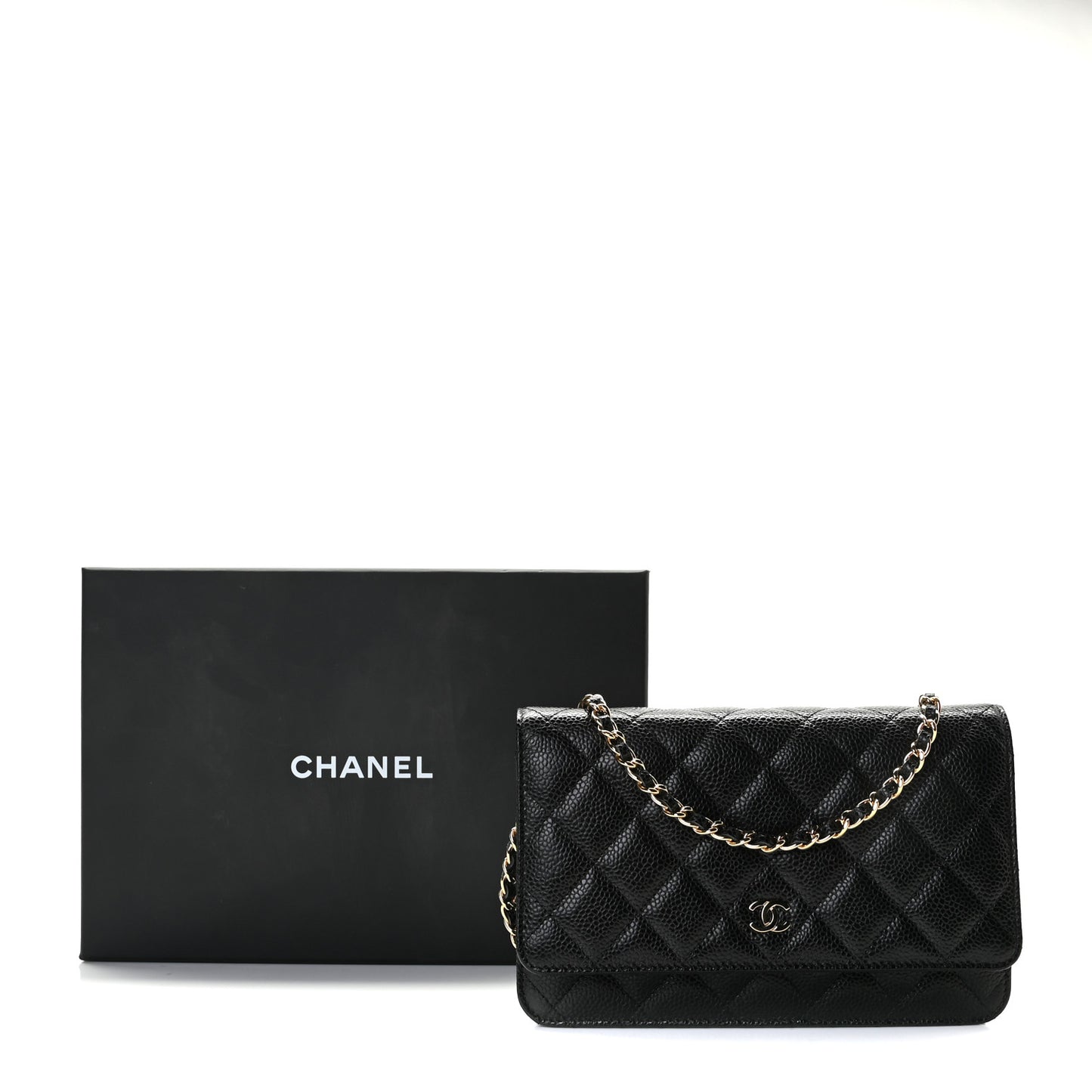 Caviar Quilted Wallet On Chain WOC Black