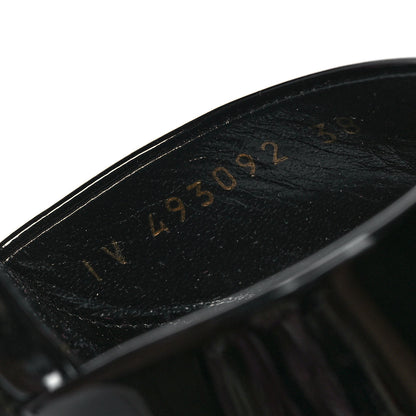 Saint Laurent Patent Tribute Elastic Ankle Strap Platform Sandals 38 Black Red 8 of 9