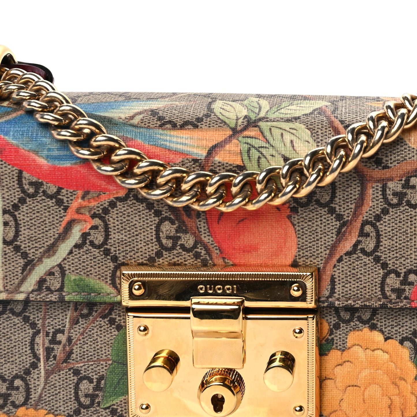 GG Supreme Monogram Tian Small Padlock Shoulder Bag Beige Multicolor New Acero Multicolour
