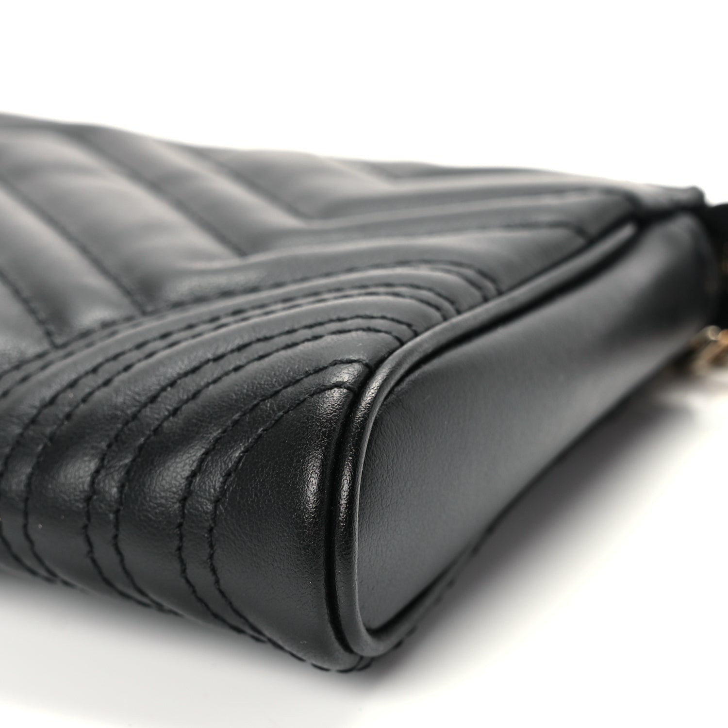 Gucci Calfskin Matelasse Chevron Small GG Marmont Shoulder Bag Black 9 of 10