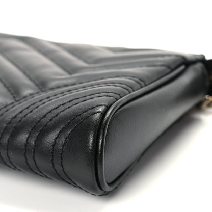 Gucci Calfskin Matelasse Chevron Small GG Marmont Shoulder Bag Black 9 of 10