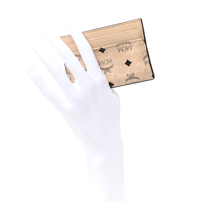 MCM Calfskin Visetos Mini Card Case Beige 2 of 6