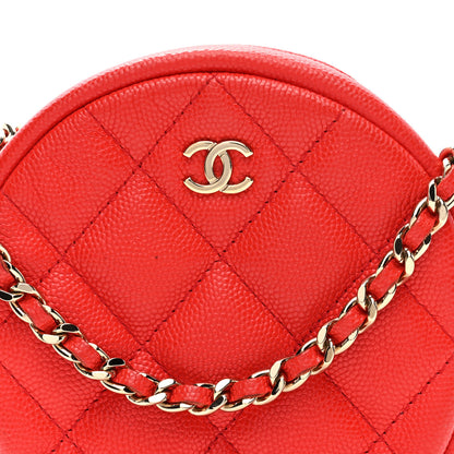 Chanel Caviar Quilted Round Clutch With Chain Red 8 of 10