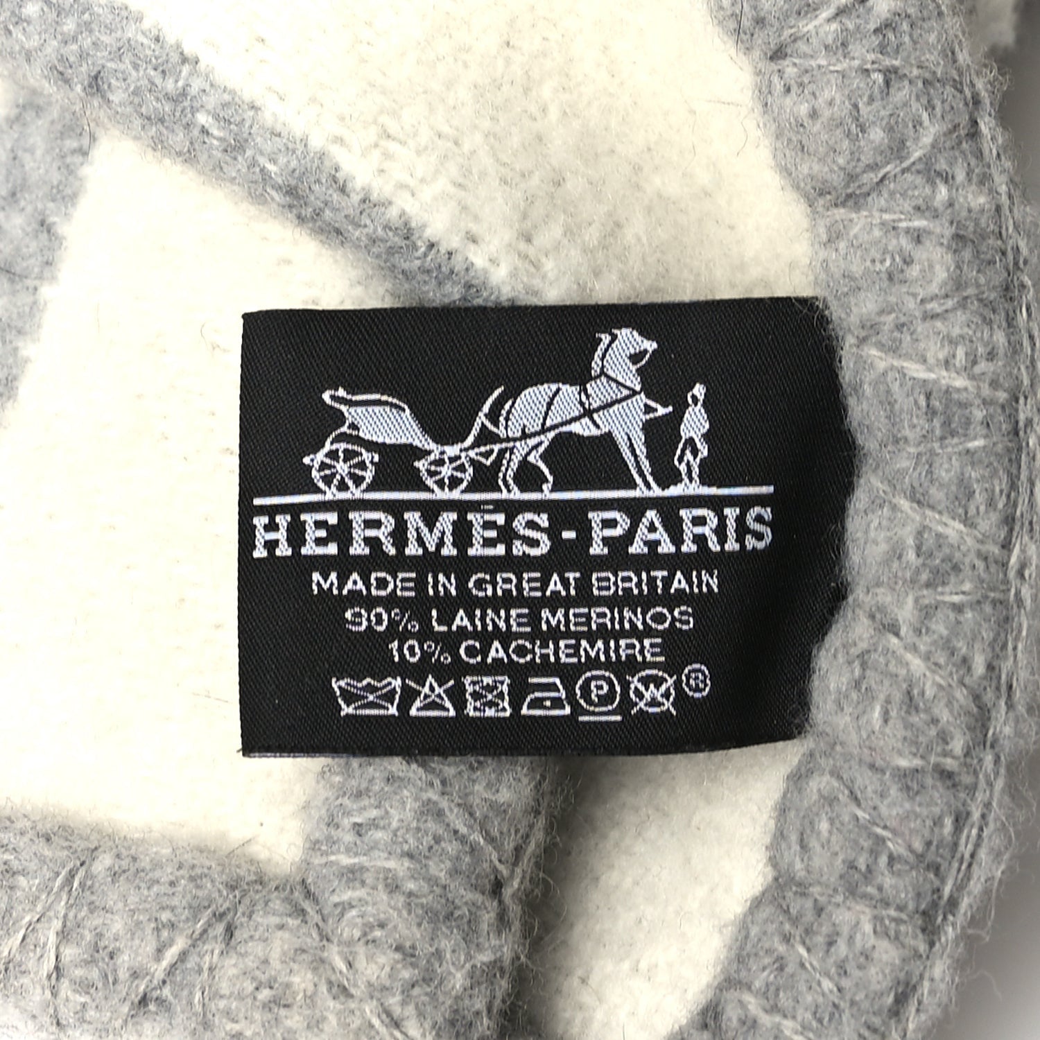 Hermes Wool Cashmere Avalon III Blanket Ecru Gris Clair 3 of 4