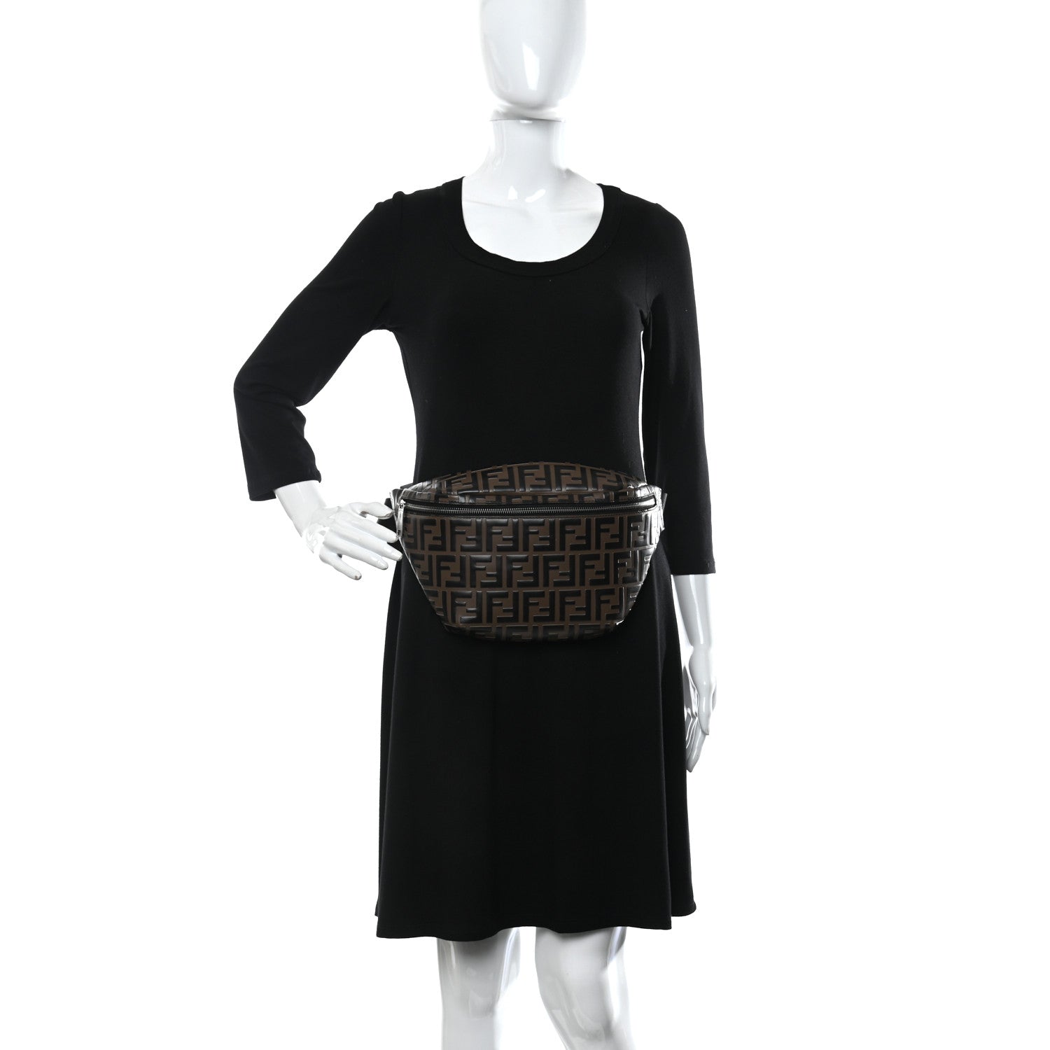 Fendi Vitello Century Bi-Color FF 1974 Embossed Belt Bag Maya Black 2 of 12