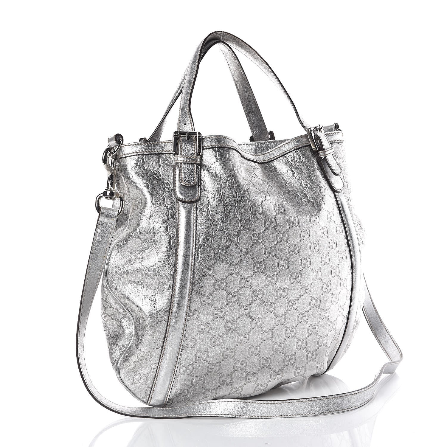 Gucci Metallic Guccissima Medium Britt Tote Silver 3 of 9