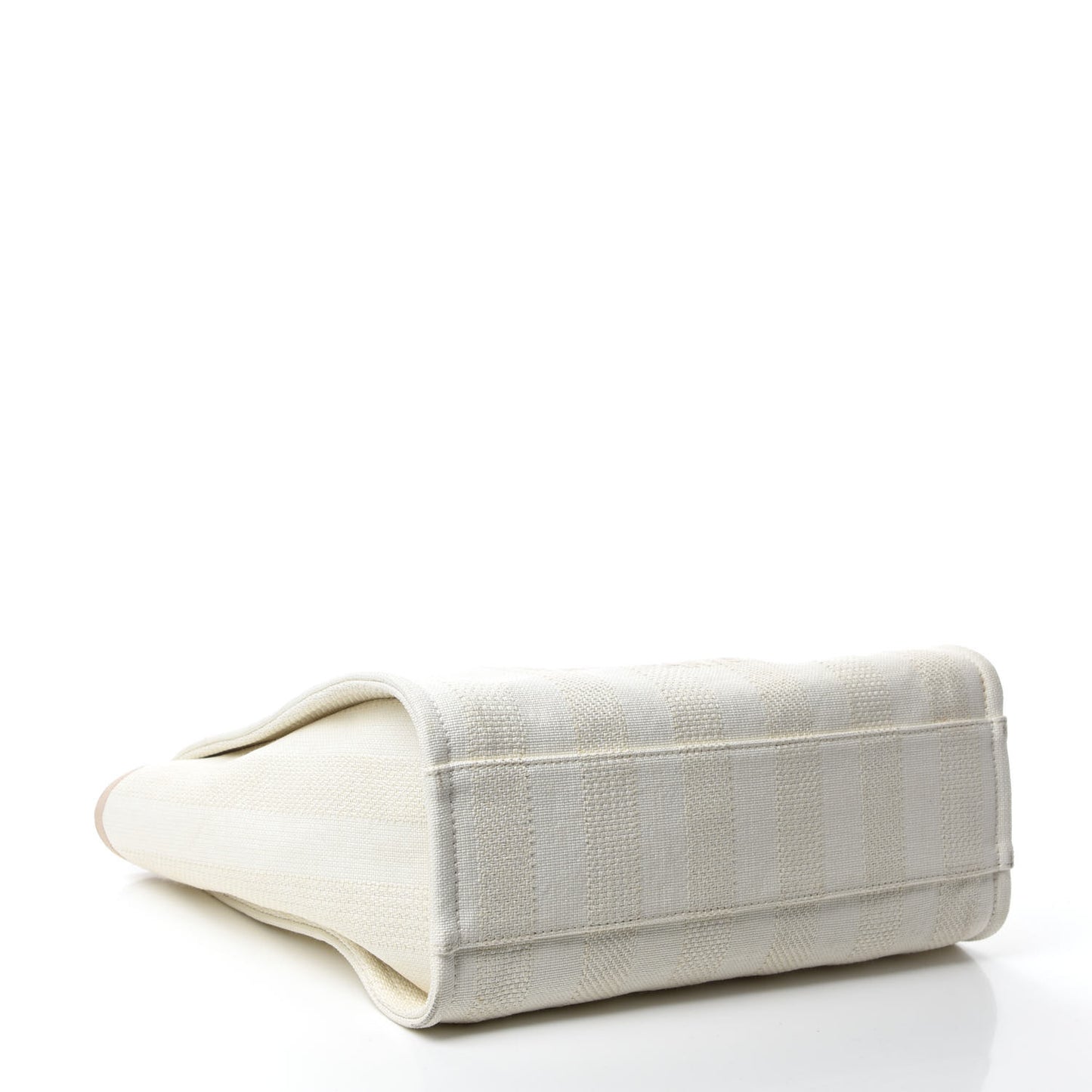 Straw Raffia Calfskin Striped Small Deauville Tote Beige